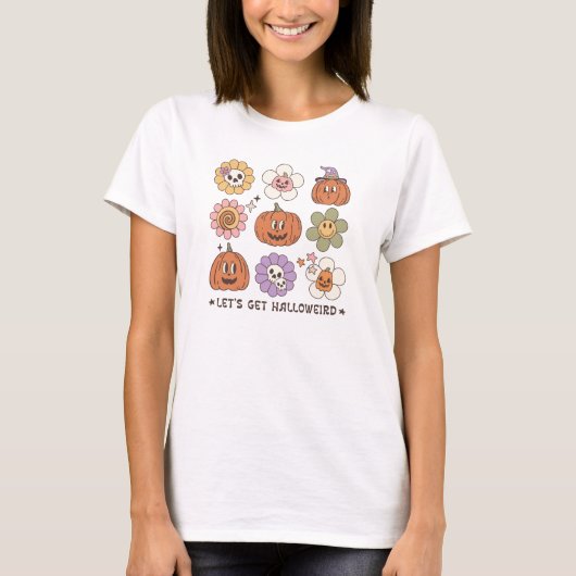 レトロかわいいハロウィーンの花 Tシャツ (正面)