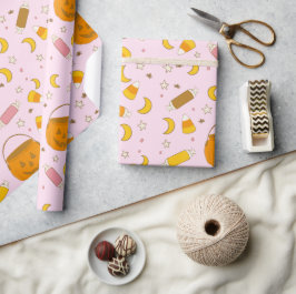 レトロかわいいハローウィンパーティピンク ラッピングペーパー