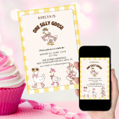 レトロかわいいバカガチョコレート 1歳の誕生日パーティー 招待状