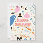 レトロかわいいピンクのオレンジパステルハロウィンフォト シーズンカード (正面)