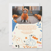 レトロかわいいピンクのオレンジパステルハロウィンフォト シーズンカード (裏面)