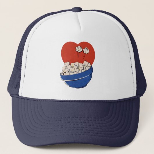 レトロかわいいユーモア、映画館のポップコーン! キャップ (正面)