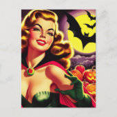 レトロかわいいヴァンパイアのピンアップ ポストカード (正面)
