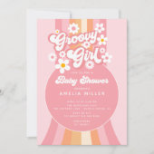 レトロかわいい女の子のベビーシャワー招待状 招待状 (正面)