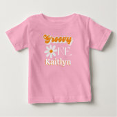 レトロかわいい女の子の1歳誕生日 ベビーTシャツ (正面)