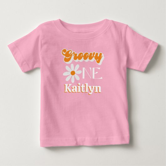レトロかわいい女の子の1歳誕生日 ベビーTシャツ (正面)