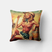 レトロかわいい女性のカーボーイ クッション (裏面)