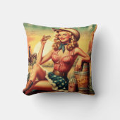 レトロかわいい女性のカーボーイ クッション (正面)