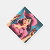 レトロかわいい女性のカーボーイ スタンダードランチョンナプキン (角)