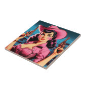 レトロかわいい女性のカーボーイ タイル (側面)