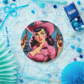 レトロかわいい女性のカーボーイ ペーパープレート (パーティー)