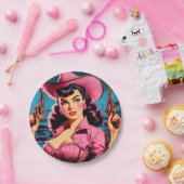 レトロかわいい女性のカーボーイ ペーパープレート (パーティー)