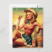 レトロかわいい女性のカーボーイ ポストカード (正面/裏面)