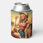 レトロかわいい女性のカーボーイ 缶クーラー (缶裏面)