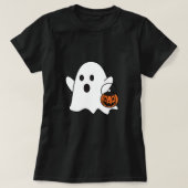 レトロかわいい小さな幽霊ブハロウィーンの衣装 Tシャツ (デザイン正面)