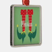 レトロかわいい小妖精や小人の足ヒールのクリスマスプレゼント メタルオーナメント (右)