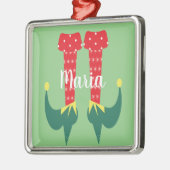 レトロかわいい小妖精や小人の足ヒールのクリスマスプレゼント メタルオーナメント (左)