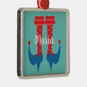 レトロかわいい小妖精や小人の足ヒールのクリスマスプレゼント メタルオーナメント (右)