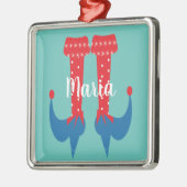 レトロかわいい小妖精や小人の足ヒールのクリスマスプレゼント メタルオーナメント (左)