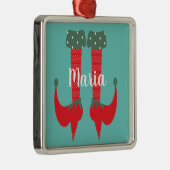 レトロかわいい小妖精や小人の足ヒールのクリスマスプレゼント メタルオーナメント (右)