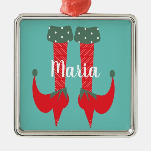 レトロかわいい小妖精や小人の足ヒールのクリスマスプレゼント メタルオーナメント (正面)