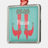 レトロかわいい小妖精や小人の足ヒールのクリスマスプレゼント メタルオーナメント (左)