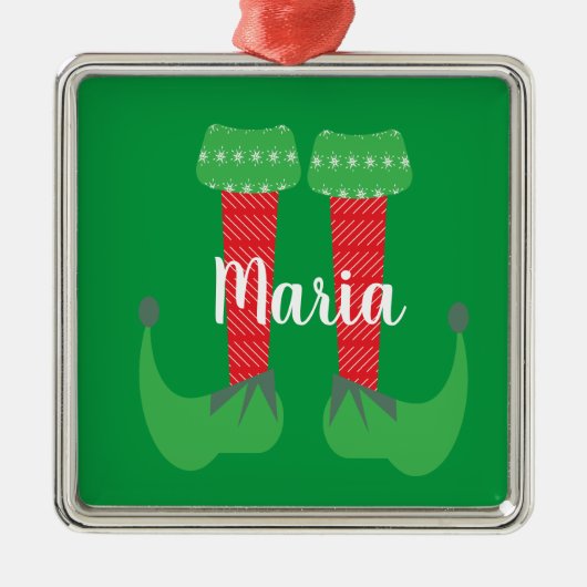 レトロかわいい小妖精や小人足クリスマスプレゼント メタルオーナメント (正面)