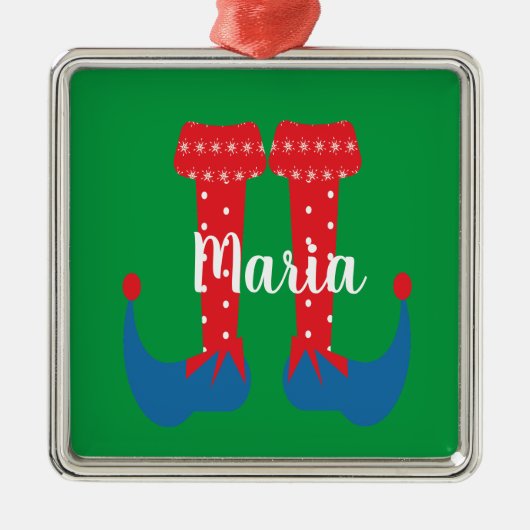 レトロかわいい小妖精や小人足クリスマスプレゼント メタルオーナメント (正面)