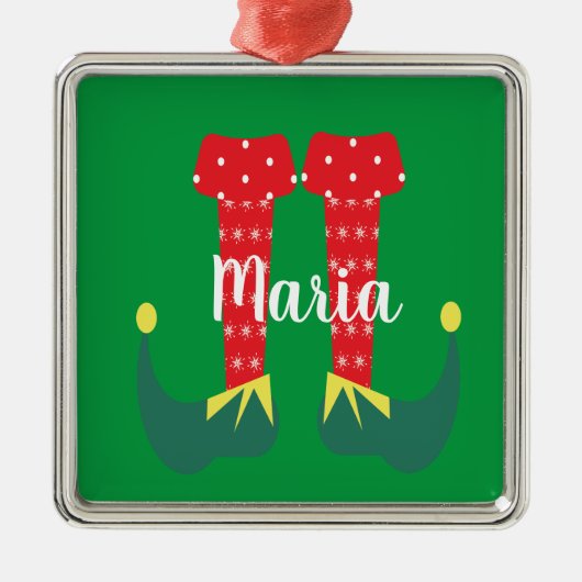 レトロかわいい小妖精や小人足クリスマスプレゼント メタルオーナメント (正面)