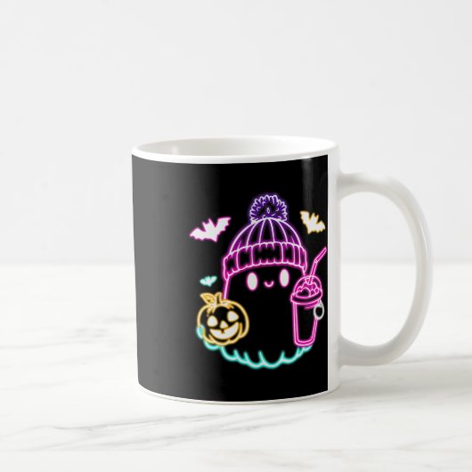 レトロかわいい幽霊コーヒー飲み不気味ハロウィーン コーヒーマグカップ (右)