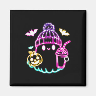 レトロかわいい幽霊コーヒー飲み不気味ハロウィーン マグネット