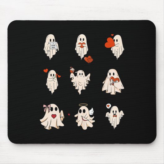 レトロかわいい幽霊バレンタインデー女性男子供 マウスパッド (正面)