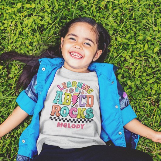 レトロかわいい新学期abc tシャツ