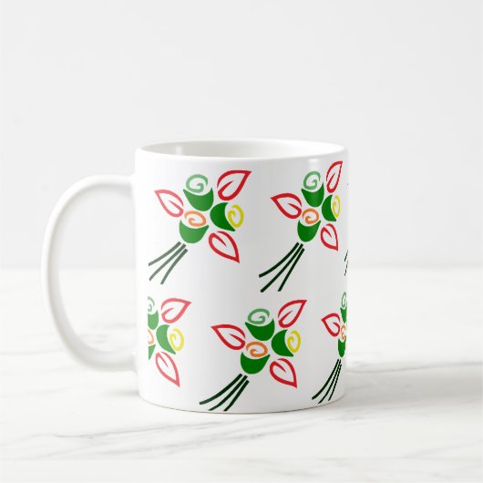 レトロかわいい春の花のマグカップ コーヒーマグカップ (左)