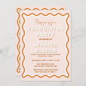 レトロかわいい波状テラコッタ写真卒業 招待状 (正面/裏面)