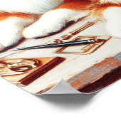 レトロかわいい犬の油絵 ポスター (角)