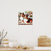 レトロかわいい犬の油絵 ポスター (キッチン)