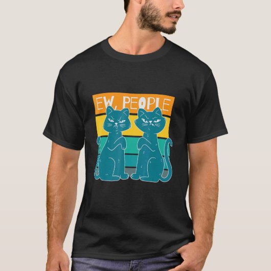 レトロかわいい猫のデザイン Tシャツ (正面)