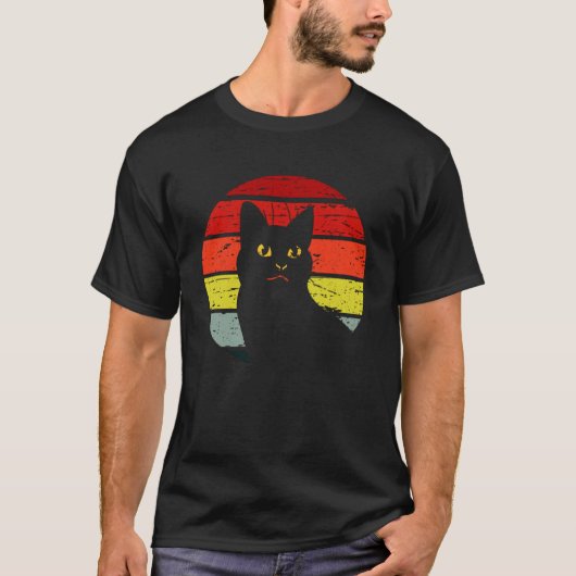 レトロかわいい猫ヴィンテージスタイル猫2 Tシャツ (正面)