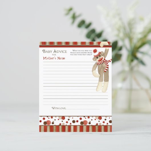 レトロかわいい靴下モンキーボーイベビーシャワーアドバイス (スタンド正面)