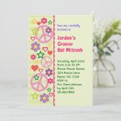 レトロかわいい バットミツバの招待状 招待状 (スタンド正面)