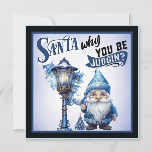 レトロかわいこちゃんブルークリスマス シーズンカード (正面)