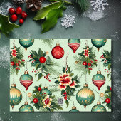 レトロかわいらしオーナメントと花クリスマス シーズンカード