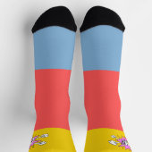 レトロかわいらしカラーブロック青ピンクイエローOMG ソックス (上部)