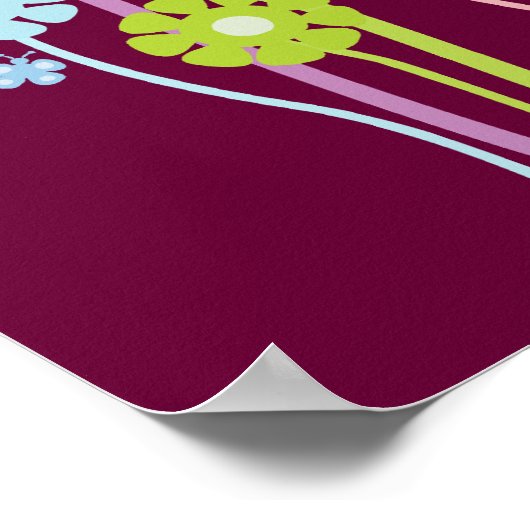 レトロかわいらしセレニティフラワーズ&蝶ポスター ポスター (角)