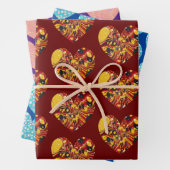 レトロかわいらしハートアートラップクラフト ラッピングペーパーシート (インサイチュ)