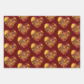 レトロかわいらしハートアートラップクラフト ラッピングペーパーシート (正面)