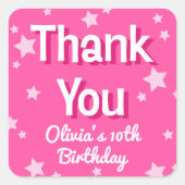 レトロかわいらしピンクスターズハッピーバースデー スクエアシール (正面)