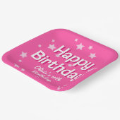 レトロかわいらしピンクスターズハッピーバースデー ペーパープレート (傾斜あり)