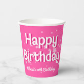 レトロかわいらしピンクスターズハッピーバースデー 紙コップ (正面)